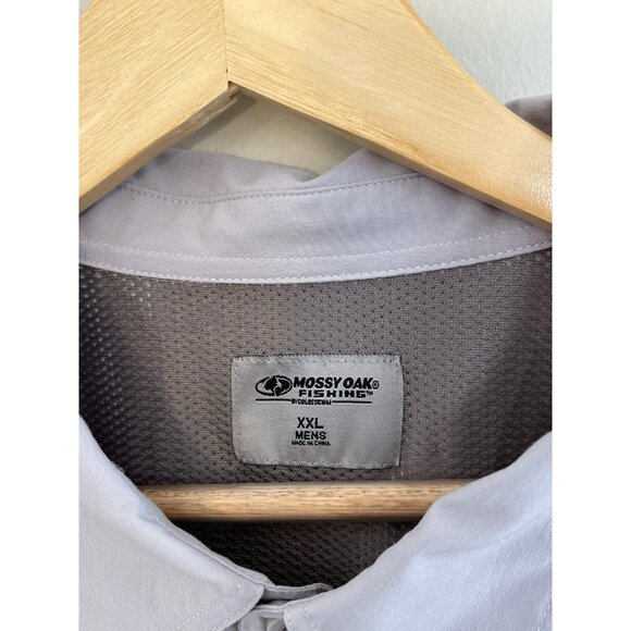 Mossy Oak Fishing Shirt Men's Size XXL Button up Short Sleeve Gray - Picture 2 of 14